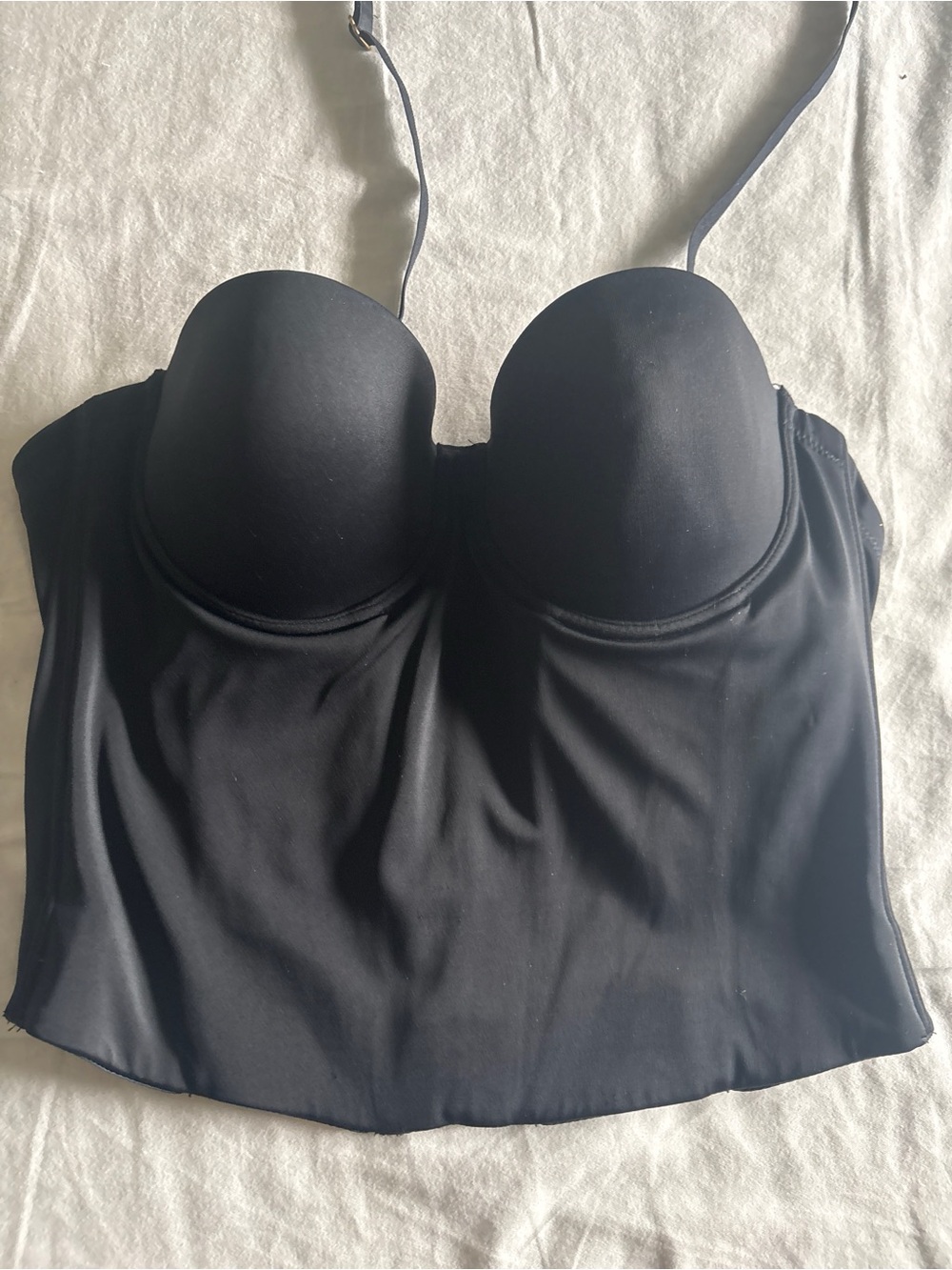 Vintage Vogue Dessous Black Longline Bustier Corset Bra Top 38B